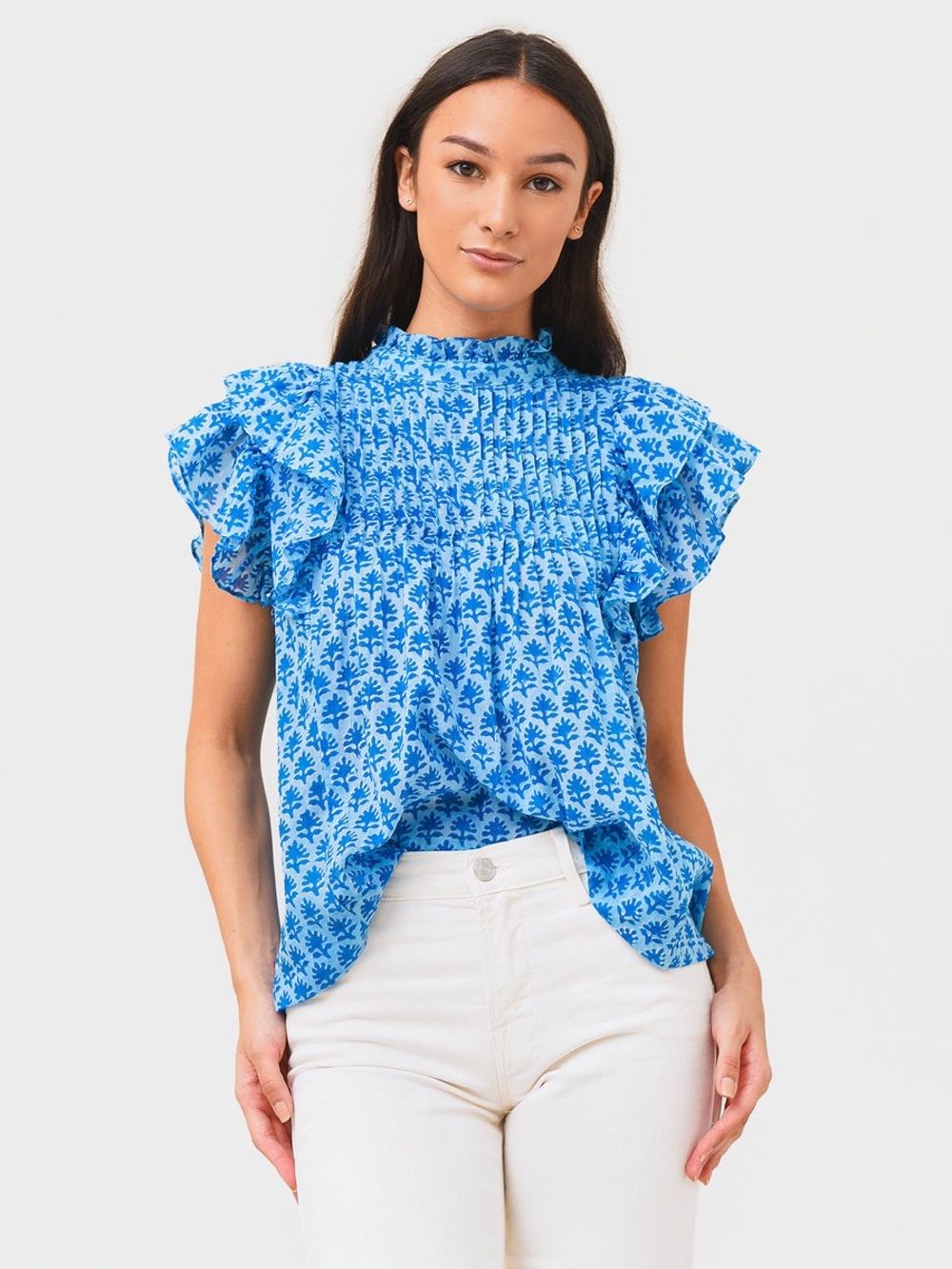 Oliphant Pintuck Ruffle Top